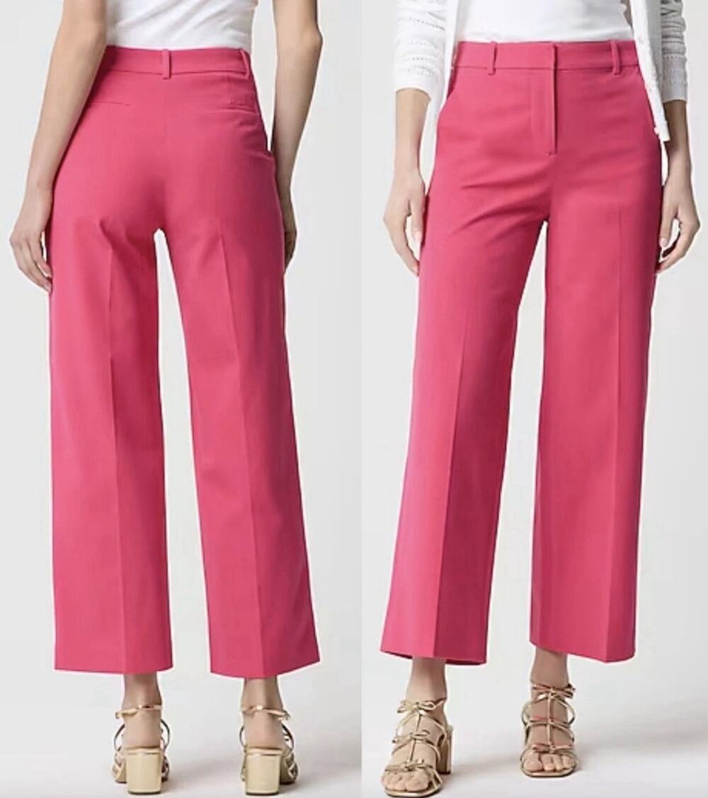 NEW J.Crew Remy Cropped Wide Leg Pants Womens Size 16 Petite Hot Pink Workwear